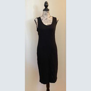 Sleeveless Midi Bodycon Black Dress Thick Stretch Cotton
